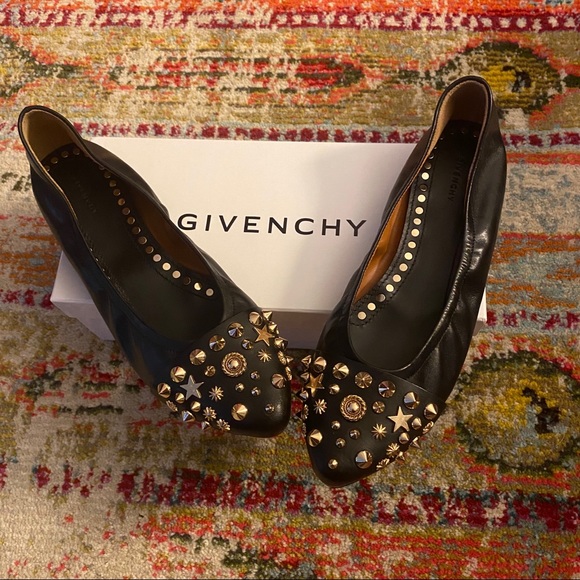 Givenchy Shoes - Givenchy Studded Black Flats
